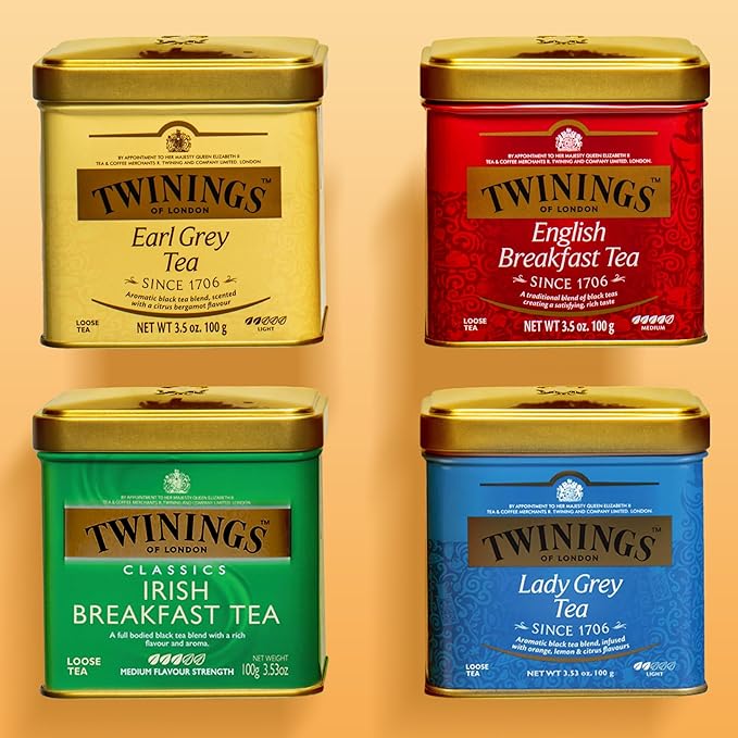 Twinings Lady Grey Loose Black Tea, 3.53 Ounce Tins (Pack of 6), Lemon & Orange Peel, Caffeinated, Enjoy Hot or Iced