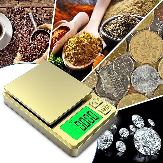 Mik-Nana Digital Pocket Scale, 500g x 0.01g High Precision Gram Scale, Portable ewelry Scale with Protective Cover, Backlit LCD, 7 Units Tare, for Food, Kitchen, Coffee, Battery Included