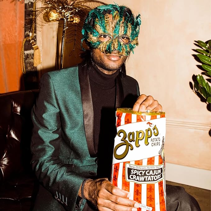 Zapp’s New Orleans Kettle-Style Potato Chips Cajun Crawtator Flavor (2 oz Bags, 25 Count), Crunchy Chips with a Spicy Kick, Perfect On-The-Go, Gluten Free Snack