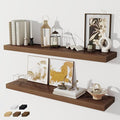 40" Floating Shelves for Wall, 8 Inch Deep Floating Shelf for Books, Deep Bathroom Shelves Wall Mounted, Rustic Display Shelf for Bathroom/Living Room/Bedroom/Kitchen Decor, Walnut Color, 2 Pack