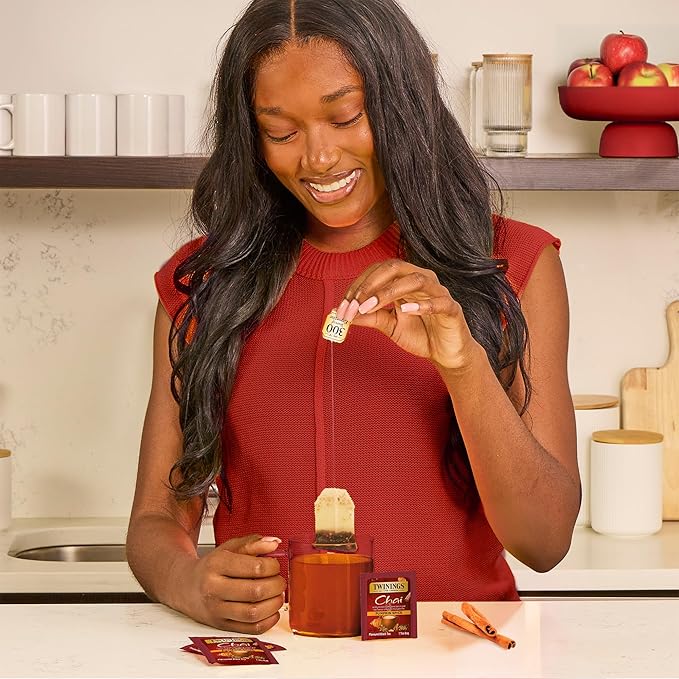 Twinings Pumpkin Spice Chai Black Tea Individually Wrapped Bags, 20 Count (Pack of 6), Warm, Spicy & Aromatic, Caffeinated, Enjoy Hot or Iced, 120 Teabags