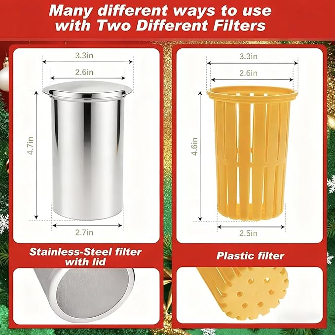 2 Pcs Cold Brew Maker, 1 Gallon Plastic Beverage Dispenser for Parties and 2 Filters, Christmas Drink Dispenser, Cold Brew Pitcher with Spigot, Container for Juice, Water, Tea(Green, Yellow)