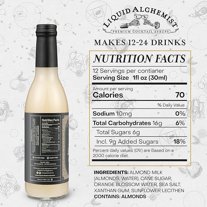 Liquid Alchemist Orgeat Syrup for Cocktails - Real Ingredients Make Our Almond Syrup the Perfect Mai Tai Mix - Non-GMO, Gluten Free & Vegan (12.7 oz)