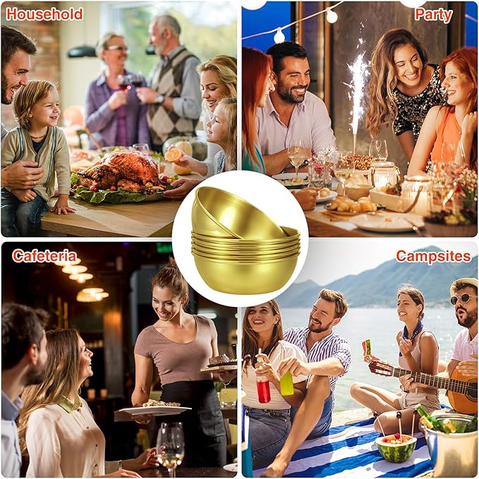 10 Pcs Mini Stainless Steel Gold Mixing Bowls Salad Bowls Gold Serving Bowls for Baking, Prepping and Serving Food Salad Fruit Snack Soup Cereal
