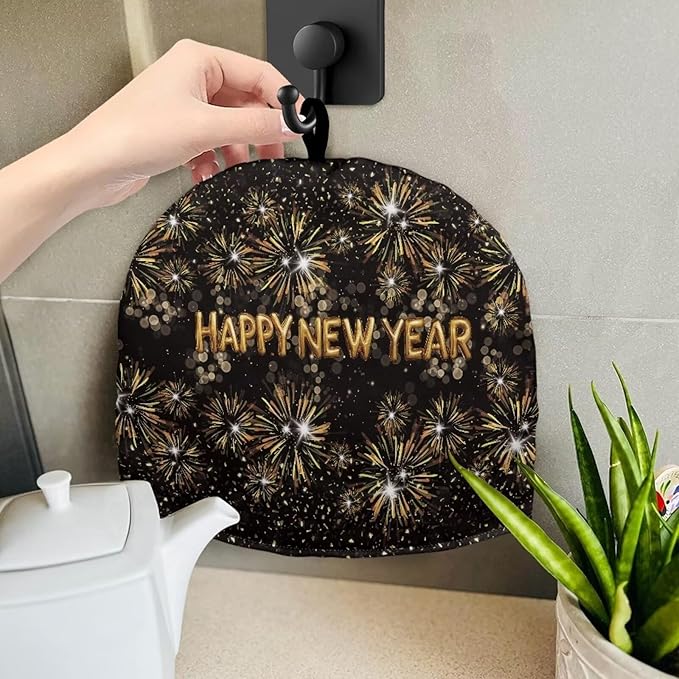 New Year's Blessings Small Tea Pot Cozy Cover with Keep Warming Tea Cozy for Teapot Insulated for Tea Kettle Dust Cover for Home Decor Large Medium Teapot Gift for Electric Tea Kettle Cover