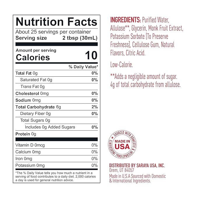 Lakanto Simple Flavoring Syrup - Monk Fruit Sweetener with Allulose, Perfect for Coffee, Tea, Cocktails, Snow Cones, Sodas, Other Drinks, Keto, Vegan (Original - 25.4 fl oz)