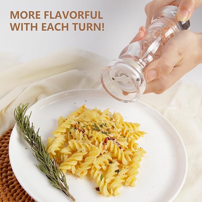 LHS 6 Inch Pepper Mill Grinder Salt Grinder, Arcylic Peppercorn Grinders with Adjustable Coarseness-Clear