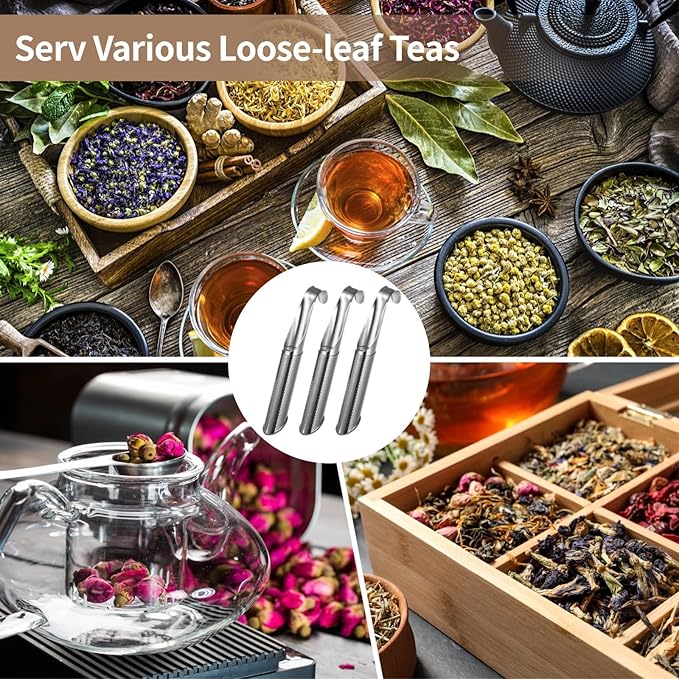 4 Pcs Tea Infuser Set,Fine Mesh Tea Infuser for Loose Leaf Tea Stainless Steel Strainer With Hooks & Holders
