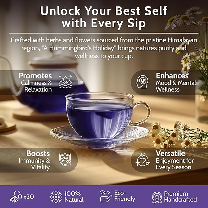 Blooms & Leopard Premium Tea Duo | Sea Lion’s Spiced Black Tea (Cardamom, Clove, Cinnamon, Ginger & Pepper) + Hummingbird’s Holiday Herbal Tea (Chamomile, Lavender, Rose & Valerian) | Wellness & Relax