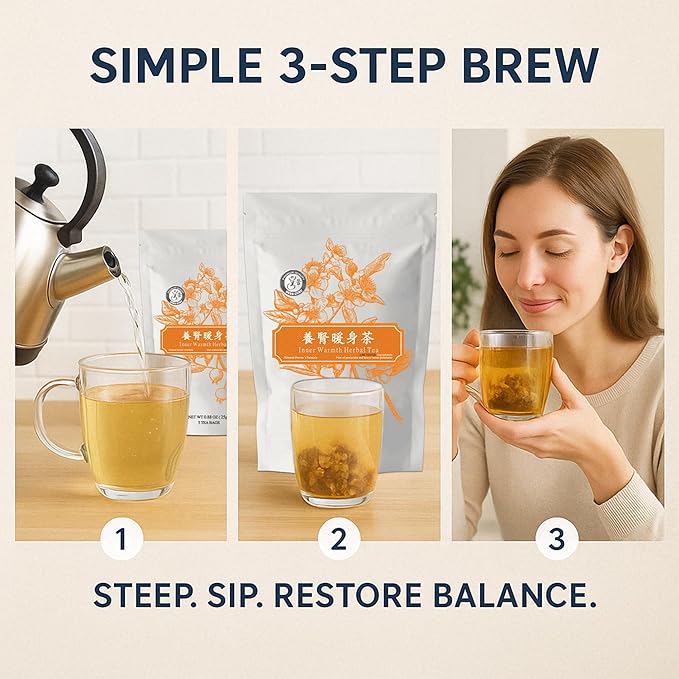 Herb Guru Inner Warmth Herbal Tea | Stomach Ease Blend With Ginger, Jujube, Goji Berry, Dioscorea, And Cinnamomum | Includes 5 Herbal Tea Bags | Digestion Teas For Daily Comfort And Wellness