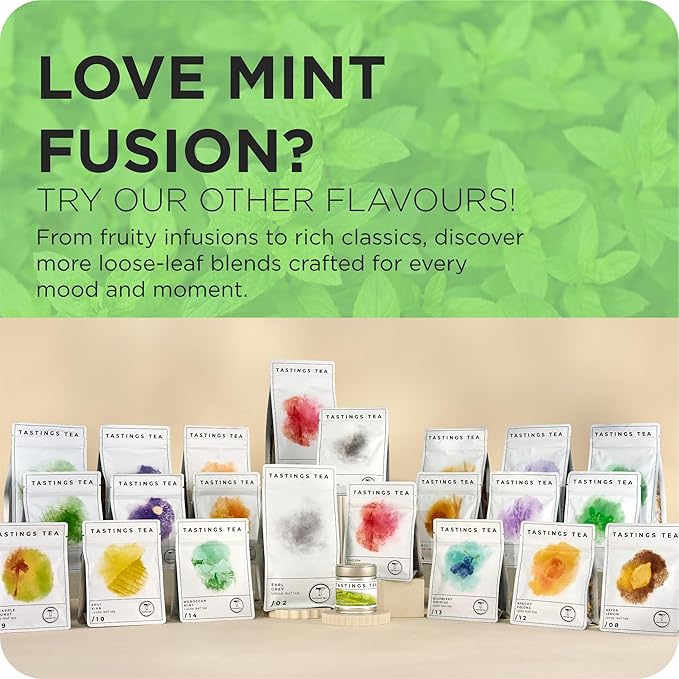 Tastings Tea Mint Fusion - 4.5 oz Loose Leaf | Energising Boost | Small-Batch Freshness