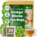 FreshDrinkUS, Premium 30 Ginkgo Biloba Leaf Tea Bags, 100% Natural & Pure from Ginkgo Biloba Leaves. Loose Leaf Herbal Tea. Made with Eco-Conscious Tea Bags. No Sugar, No Caffeine, No Gluten, Vegan.