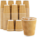 150 Pack 8 oz Coffee Cups, Disposable Corrugated Insulated Ripple Wall Paper Coffee Cups 8 OZ for Hot or Cold Drinks Office Home Cafe Party Travel (Champagne)