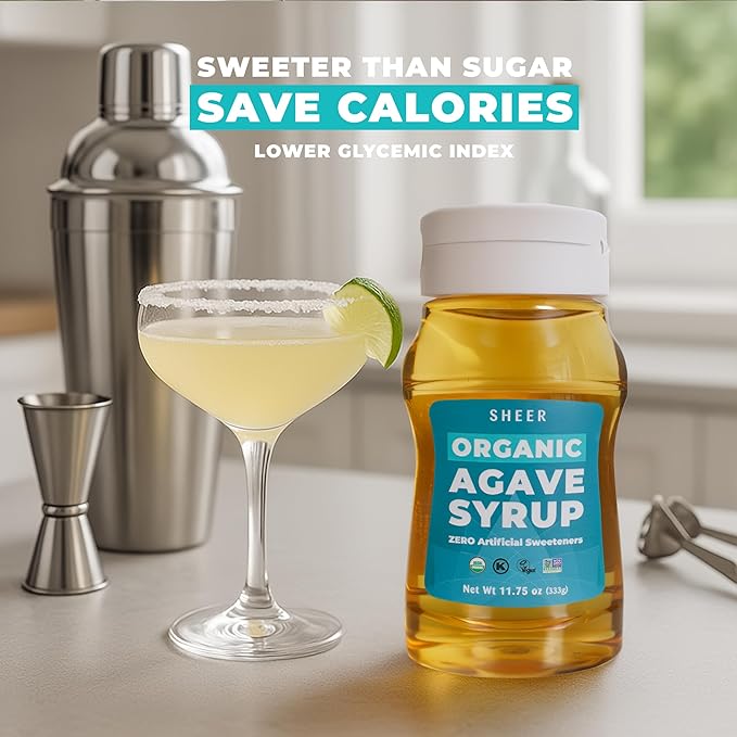 Sustainable Agave Co – Organic Light Agave Nectar – Natural Sweetener & Sugar Substitute – Vegan, Non-GMO, Gluten-Free Syrup for Coffee, Tea, and Baking (11.75 oz)