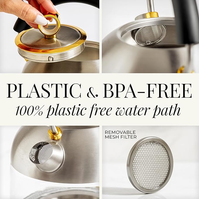 Stainless Steel Electric Kettle with Temperature Control - BPA and Plastic Free Electric Kettle with Keep Warm Function, Borosilicate Glass - Fast 1500W Hot Water Boiler, Auto Shut-Off