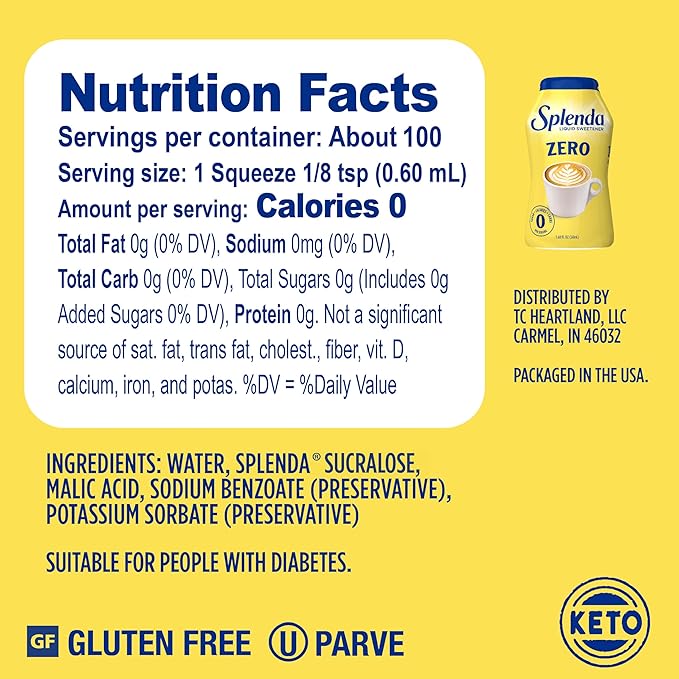 SPLENDA LIQUID Zero Calorie Sweetener drops, 1.68 Ounce Bottle (Pack of 3)