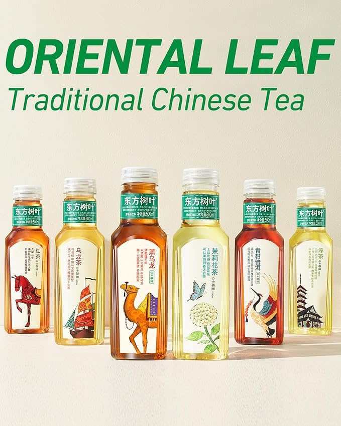 ORIENTAL LEAF Unsweetened Iced Tea – Bottled Jasmine Green Tea, 16.9 FL oz bottles (Pack of 15), Sugar Free, 0 Calories