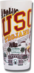 Catstudio Drinking Glass, University of Southern California Glass Cup for Kitchen, 15oz Dishwasher Safe Tumbler for USC Alumni