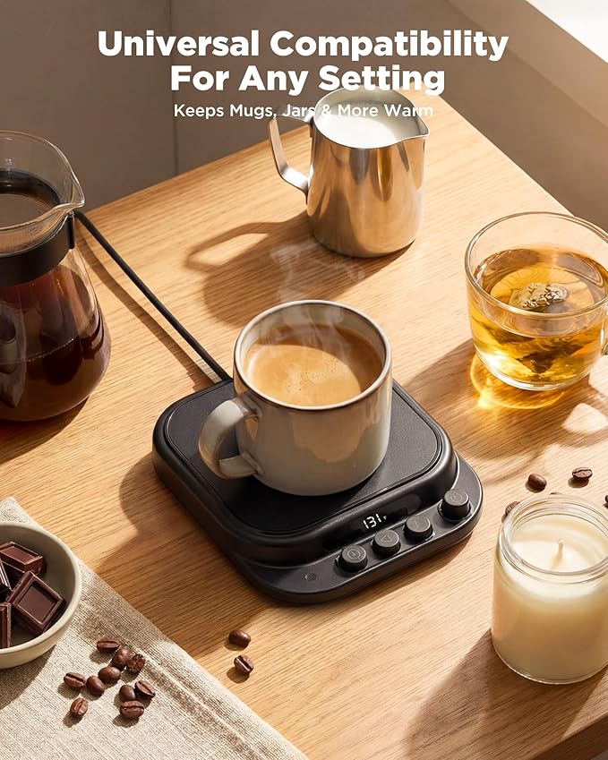 Coffee Mug Warmer for Desk-Fastest Heating Mug Warmer with Temperature Display Smart Candle Warmer Ideal Coffee Gifts & Accessories,Settings&1-12H Timer Auto Shut Off. Beverage Warmer for Coffee,Tea.