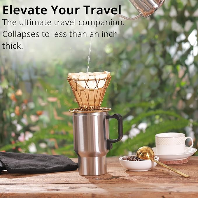 Collapsible Pour Over Coffee Maker - Metal Coffee Dripper Set For Camping & Travel