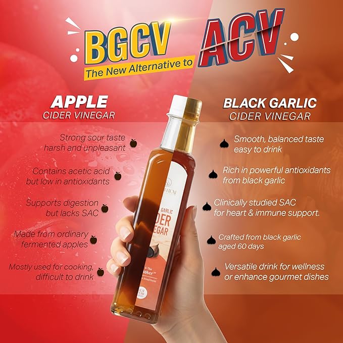 Homtiem Black Garlic Cider Vinegar – Naturally Fermented Made with Black Garlic and Cider Vinegar, Gluten Free, Rich in Health Benefits, Ideal for Salad Dressings, Sauces, Drinks, and Healthy Recipes (350ml, Pack of 2)