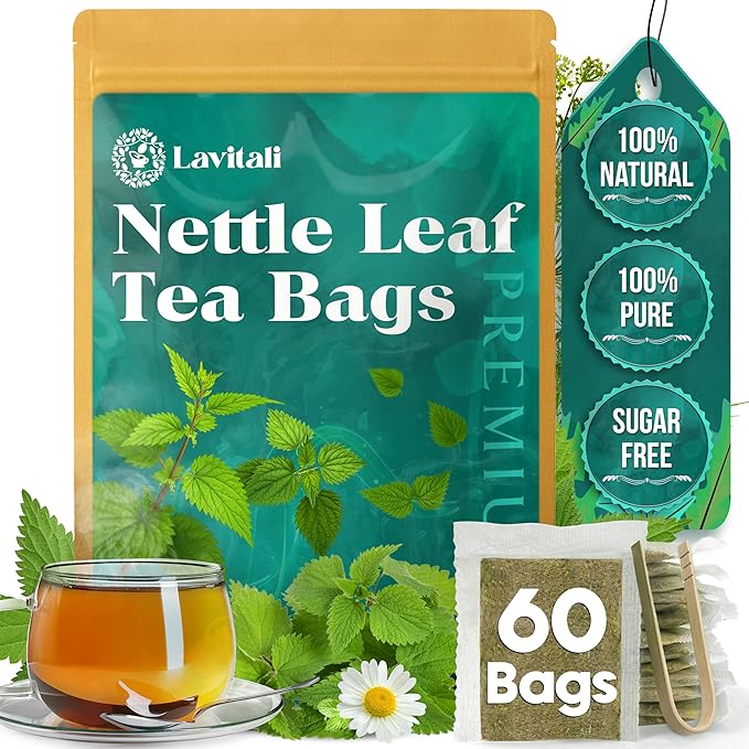 Lavitali, Nettle Leaves Tea Bags | 60 bags, 100% Pure Herbal Tea | Caffeine-Free, Mineral-Rich, Eco-Friendly Filter Bags | Daily Natural Botanical, Hot or Iced Herbal Infusion