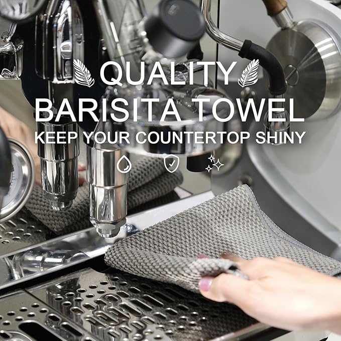6Pack Barista Towels, Barista Microfiber Cloths, Coffee Cleaning Accessories for Espresso Machine, Steam Wand, Countertop,12”x12”