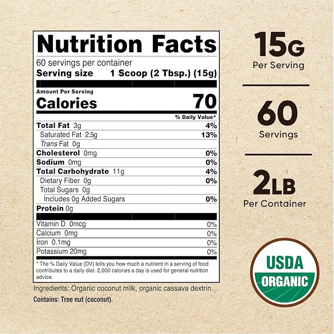 Nutricost Organic Coconut Milk Powder 2LBS - Non-GMO, Certified Organic Coconut Milk Powder