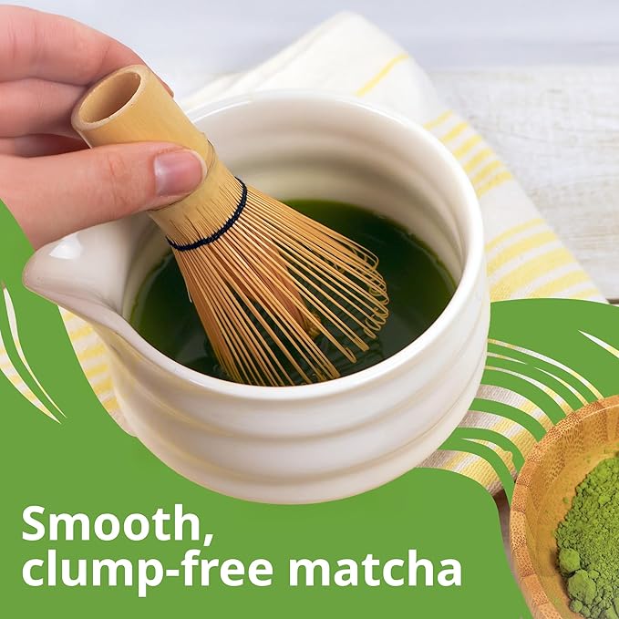 BlendWell 100 Prong Bamboo Matcha Whisk, Traditional Chasen for Smooth and Frothy Matcha Tea, Handcrafted Bamboo Matcha Tool