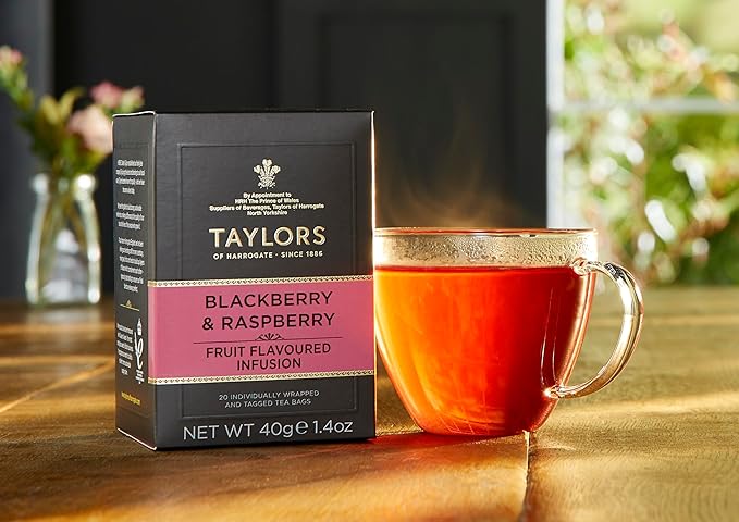 Taylors of Harrogate Blackberry & Raspberry, Herbal Tea, Individually Wrapped Bags, 20 Count (Pack of 6), Sweet, Tart & Tangy, Caffeine-Free, Enjoy Hot or Iced, 120 Teabags Total