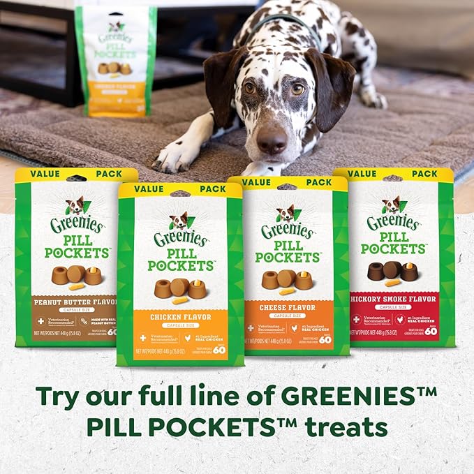 Greenies Pill Pockets for Dogs Large Size, Soft Dog Treats, Real Peanut Butter Flavor, (6) 7.9 oz. Pouches (180 Treats Total)