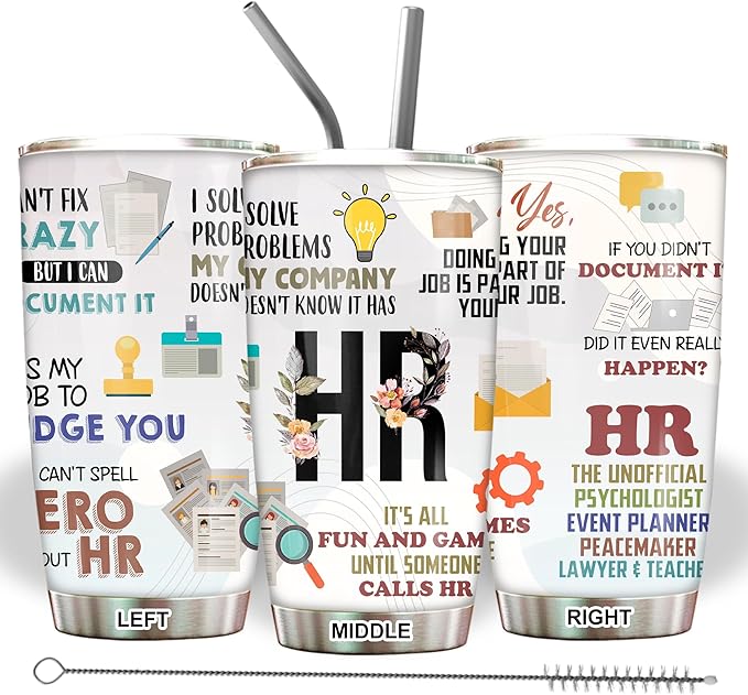 Hurman Resources Tumbler - Stainless Steel 20oz Straw Lid, HR Gifts For Women Men, Human Resources Professional Day Gifts For Coworkers Funny, HR Coffee Cups For Employees Staffs (HR05)