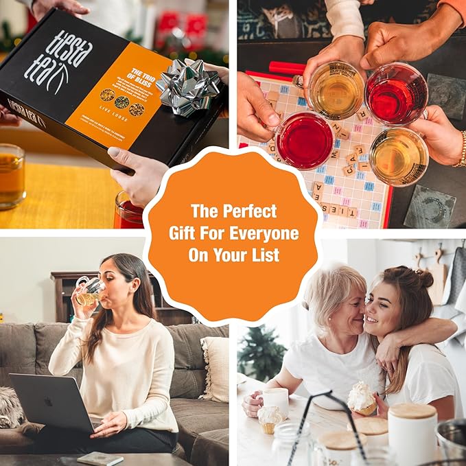Tiesta Tea - Loose Leaf Herbal Tea Gift Box, Medium to Non-Caffeinated Assorted Blends, 3 Pouches for Hot & Iced Brews Variety Pack, Maui Mango, Nutty Almond Cream, and Pomegranatopia