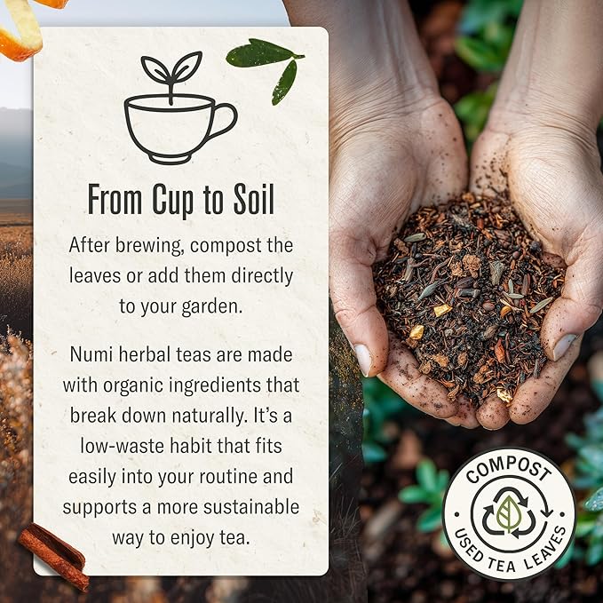 Numi Organic Rooibos Chai Tea, 100 Tea Bags, Herbal Red Tea with Cinnamon, Allspice, Ginger & Cardamom, Caffeine Free Chai