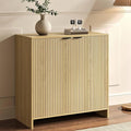 31.5" Fluted Buffet Cabinet with Storage, Sideboard Buffet Storage Cabinet with 2 Doors and Adjustable Shelves, Wood Mid-Century Media Console Coffee Bar Table for Living Room ,Kitchen, Entryway