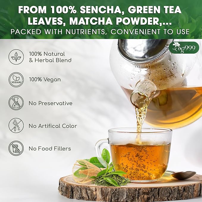 TOG999, Premium Matcha Green Tea Bags | 60 Count | Blend of Sencha, Green Tea, Spearmint & Orange Slices – Refreshing Flavor, Naturally Vibrant, No Gluten. Vegan.