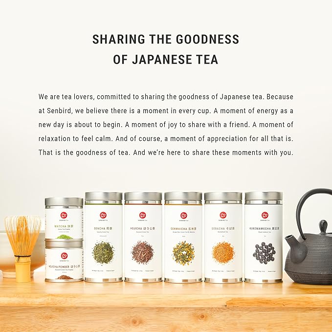 Senbird Premium Hojicha - Japanese Roasted Green Tea - From Shizuoka, Japan - Loose Tea In Airtight Tea Tin (1.76oz/50g)