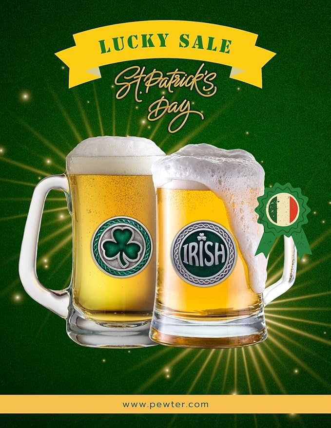 Heritage Pewter Irish Double Old Fashion | Double Rocks Glass 14 OZ for Liquor | Expertly Crafted Pewter Glass