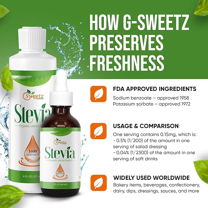 Liquid Stevia – Sweet Drops –Made from Reb-D Rich Organic Extract –Concentrated Liquid Stevia Sweetener for Drinks, Food, & Pastries, No Calories, & Carb – 8 Fl Oz (2 pack)