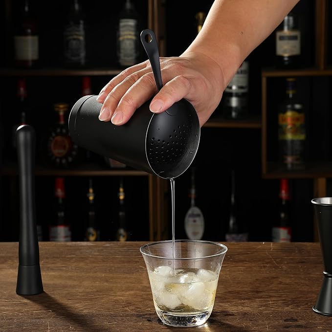 Boston Shaker Set, 28 Oz and 18 Oz Weighted Tins, Matte Black Stainless Steel, Hand Wash (Matte Black)