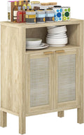HOMCOM Rattan Sideboard Buffet Cabinet with Storage, Modern Accent Cabinet with 2 Doors and Adjustable Shelf, Freestanding Buffet Table for Entryway Living Room, Natural