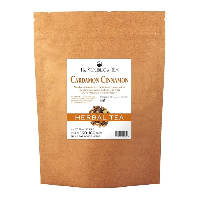The Republic of Tea Cardamon Cinnamon Herbal Full-Leaf Tea, 1 Pound / 150-180 Cups