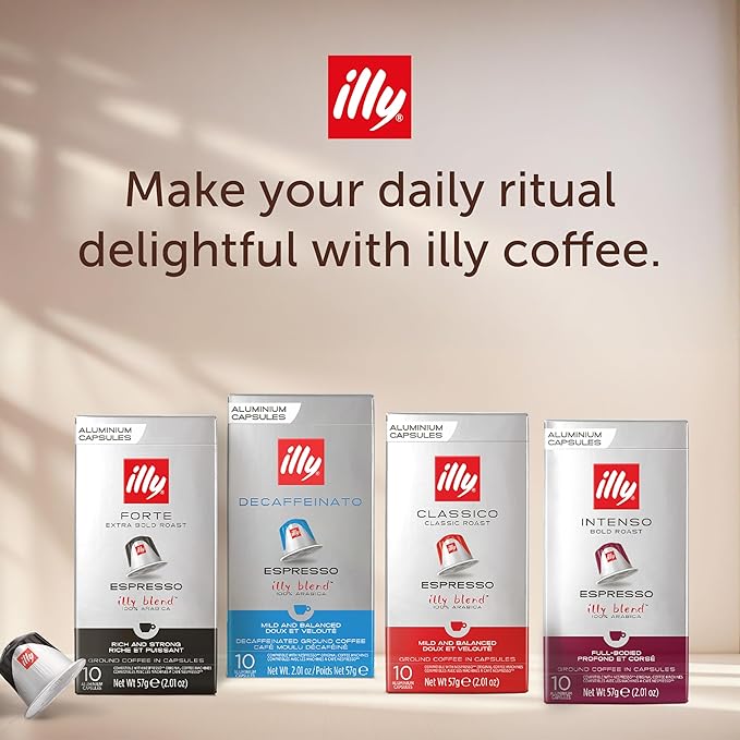 illy Aluminum Espresso Capsules - Compatible with Nespresso Machines - Intenso Bold Roast Coffee- Full of Flavor - Notes of Cocoa and Dried Fruit - Single Serve Capsules - 10 Count (Pack of 5)