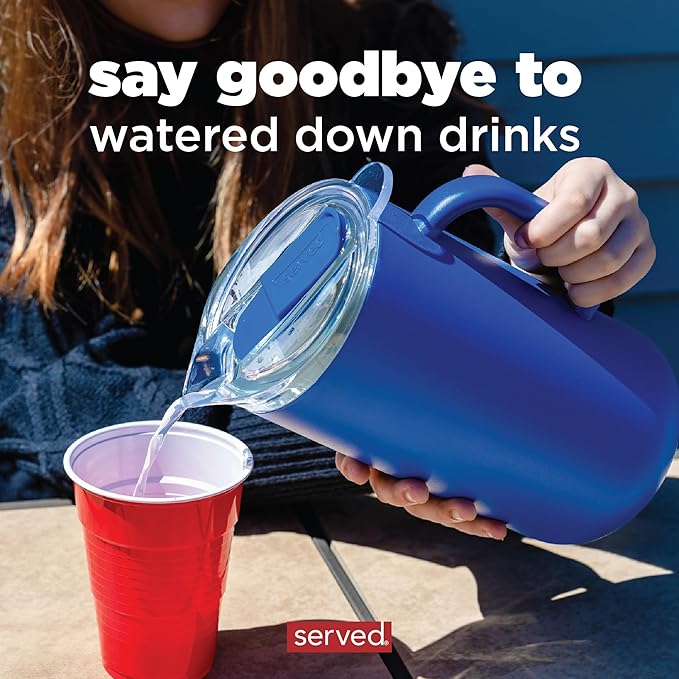 Served Premium Insulated Pitcher (2L/66oz) - Double Walled, Copper Lined Stainless Steel Pitcher with Lid - Vacuum Insulated Carafe for Hot Coffee, Tea, Iced Drinks, Water, Cocktails, and More