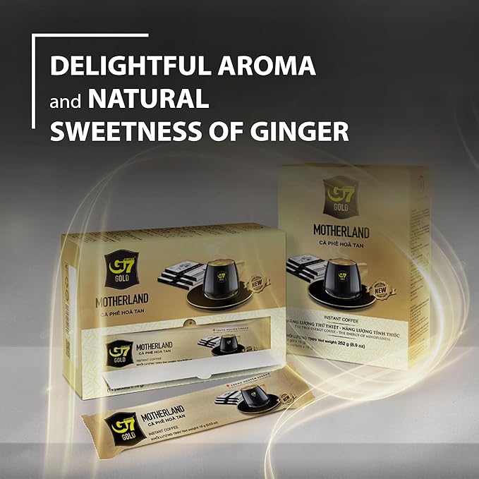 TRUNG NGUYEN G7 Gold Motherland Instant Coffee Single Served Sticks for Energy Boost (8.9oz - Box of 14 Sticks)