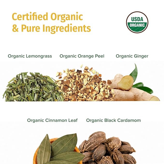 NEPAL TEA Organic Herbal Chai Tea Bags from the Himalayas - 15 Pyramid Tea Bags, Single Origin Chai Tea from a Family Farm - Caffeine Free Tea Bags with Loose Leaf Tea Inside (Kathmandu Cosmos)