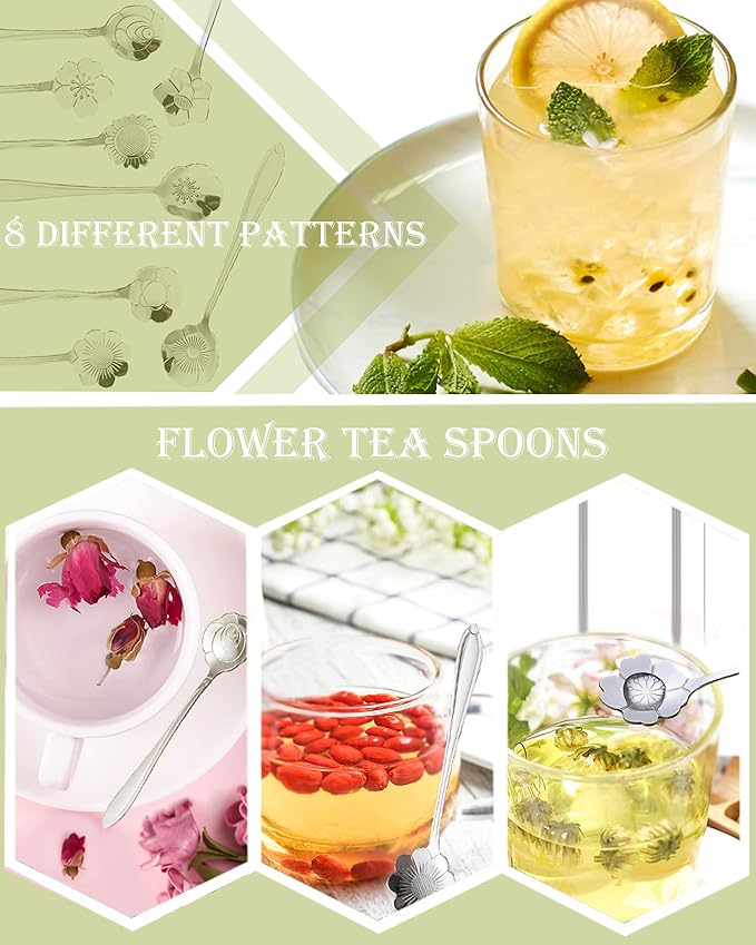 16 Pcs Teaspoon Tea Spoons, ESRISE Stainless Steel Cute Coffee Spoon for Tea Party Decorations (Silver)