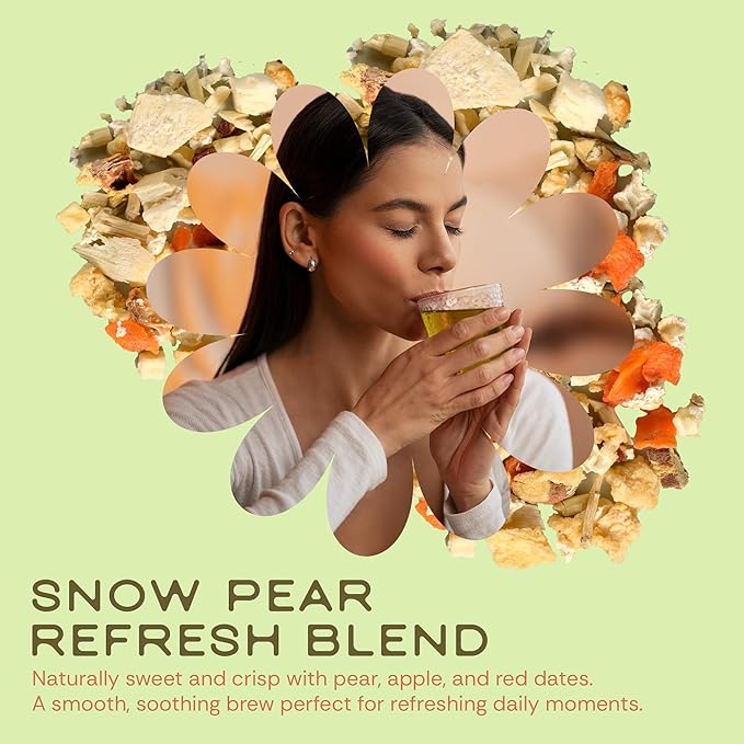 Tea Facto Cool Cleanse* Asian Pear Tea Bags with Dried Pear, Apple, Carrot, Licorice Root, Sugarcane Fiber and Broomgrass Roots - Natural Fibers, Zero Added Sugar, Non-caffinated - 10 Count
