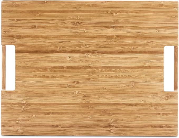 DETOR Serving Tray 17" x 13", Innovative Anti-Slip Coating, Light Walnut Bamboo Finish, Solid Bamboo Board, Decorative & Ottoman Tray for Food, Drinks, and Home Décor