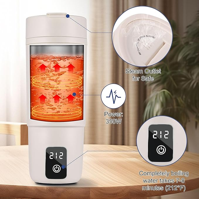 Travel Electric Kettle,Miicasa Dual Voltage 120-230V Portable Water Heater with 6 Temperature Preset and Auto Shut-Off Boil Dry,for Global Use
